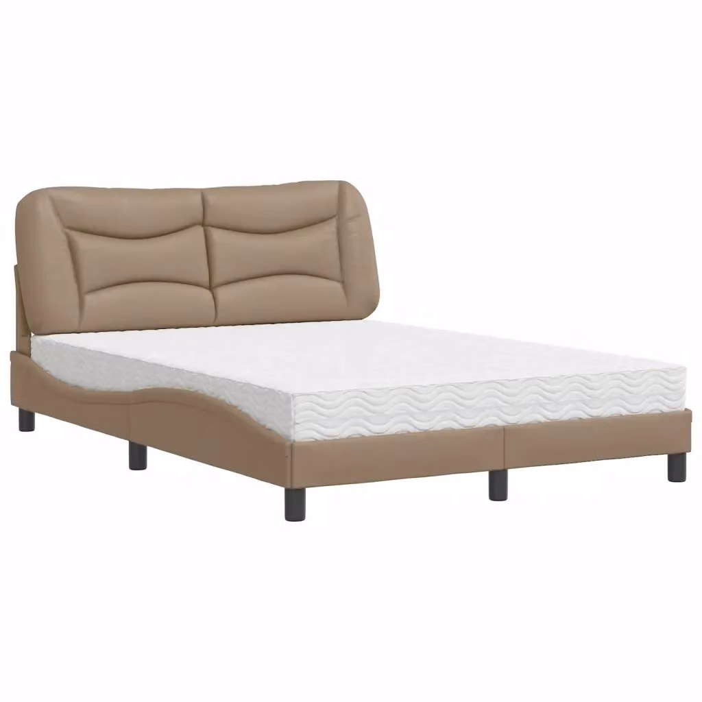 Letto con Materasso Hvar vidaXL in Similpelle Cappuccino L/P/H: 120 x 200 cm – 2