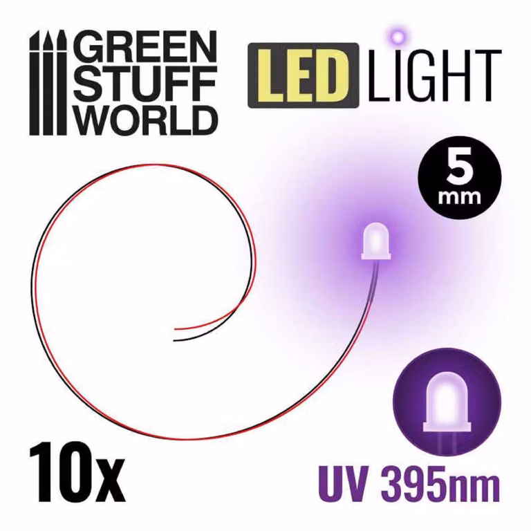 Green Stuff World - LED, ultravioletti, 5 mm (confezione da 10 pezzi)