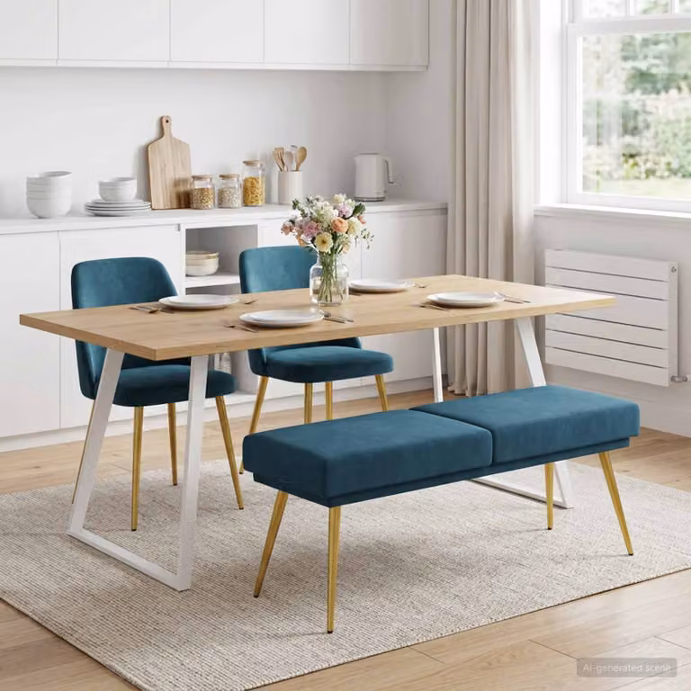 Panchina a doppio strato vidaXL in velluto blu L: 120 cm, P: 45 cm, H: 46 cm