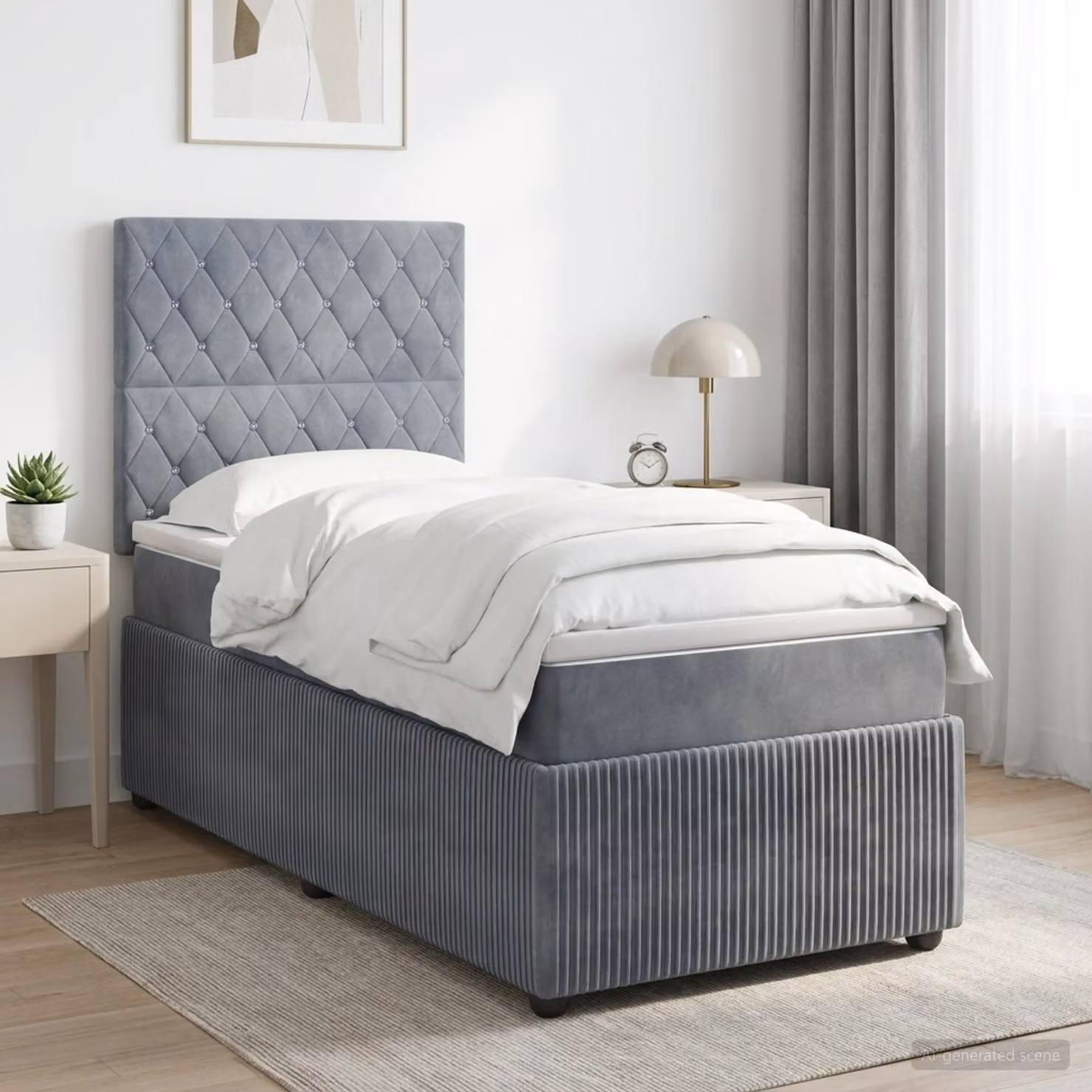 Letto box spring con materasso vidaXL in velluto Grigio Scuro L: 80 cm, P: 200 cm