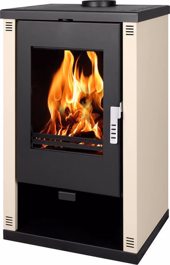 Stufa a legna Verso Theia - 9 kW | Fianchi avorio e design contemporaneo