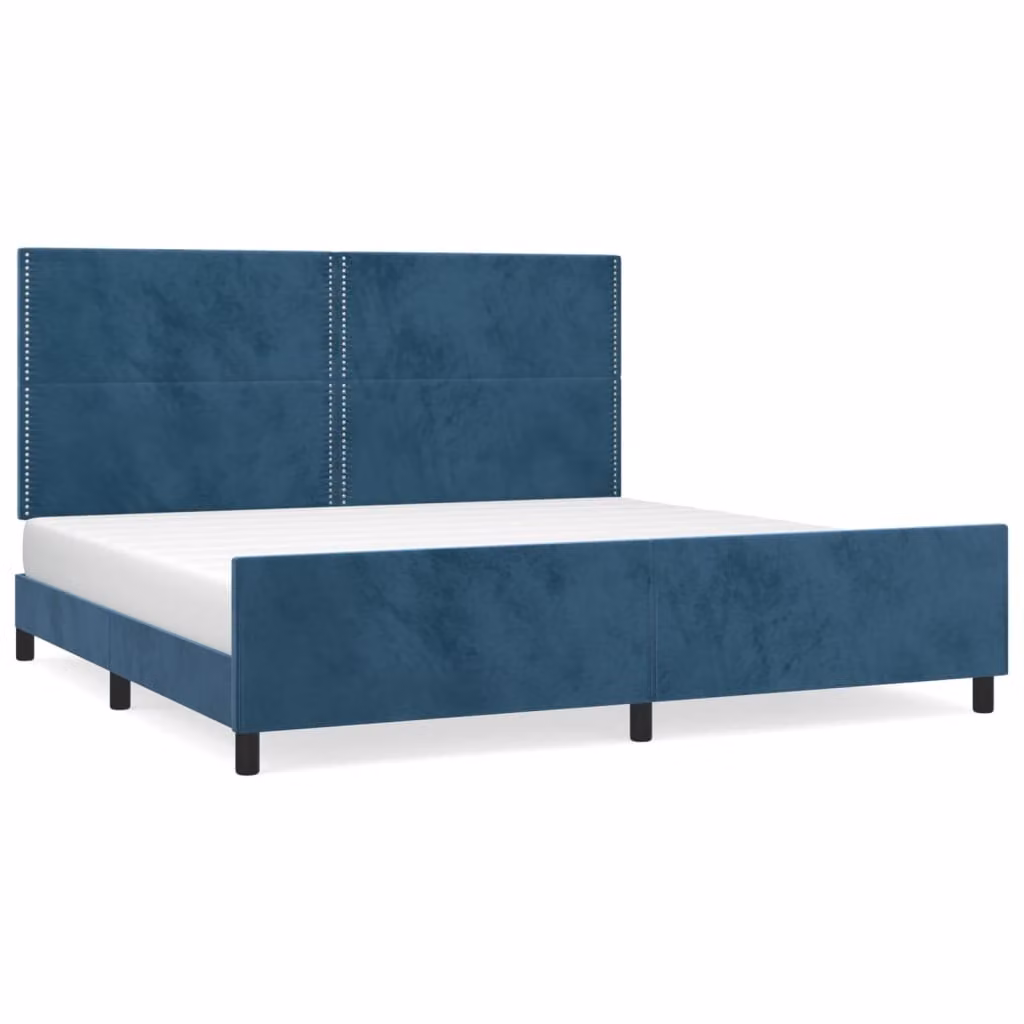 Giroletto senza Materasso Blu Scuro 200x200 cm in Velluto