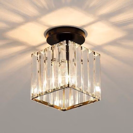 Lampada da soffitto in cristallo nero, 13 cm, E27