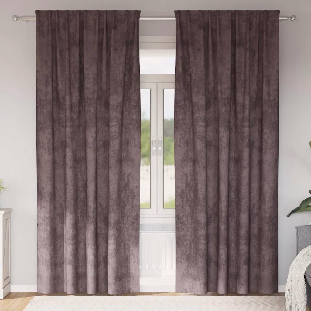 Set di 2 tende oscuranti in velluto vidaXL marroni con isolamento termico, H 245 cm x L 140 cm
