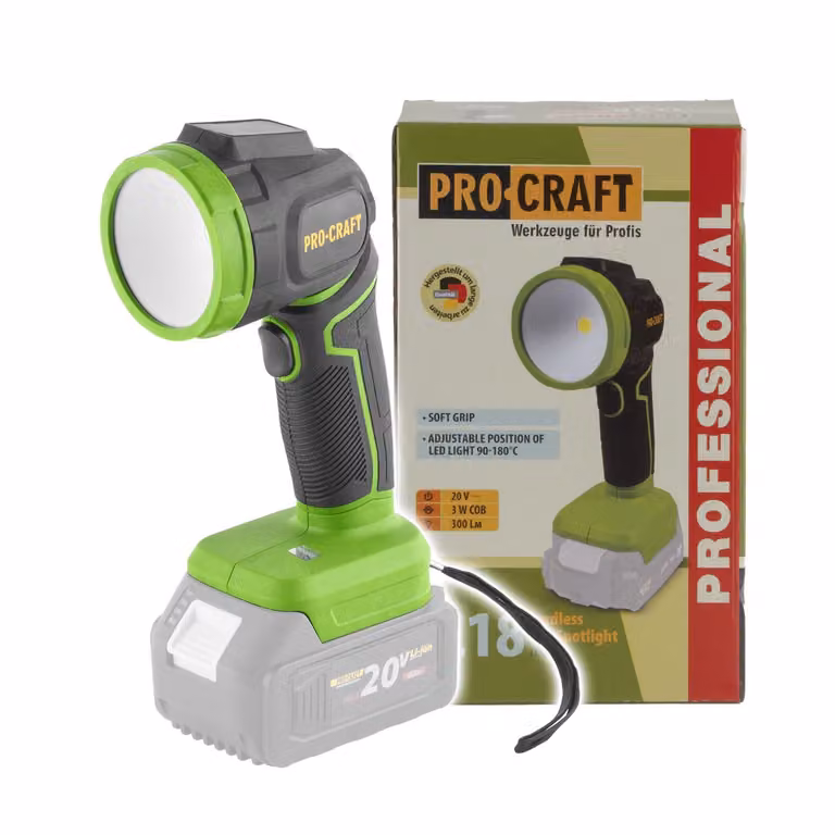 Procraft LL18bb Faretto LED a batteria 20 V 300 lm Solo - senza batteria, senza caricabatteria