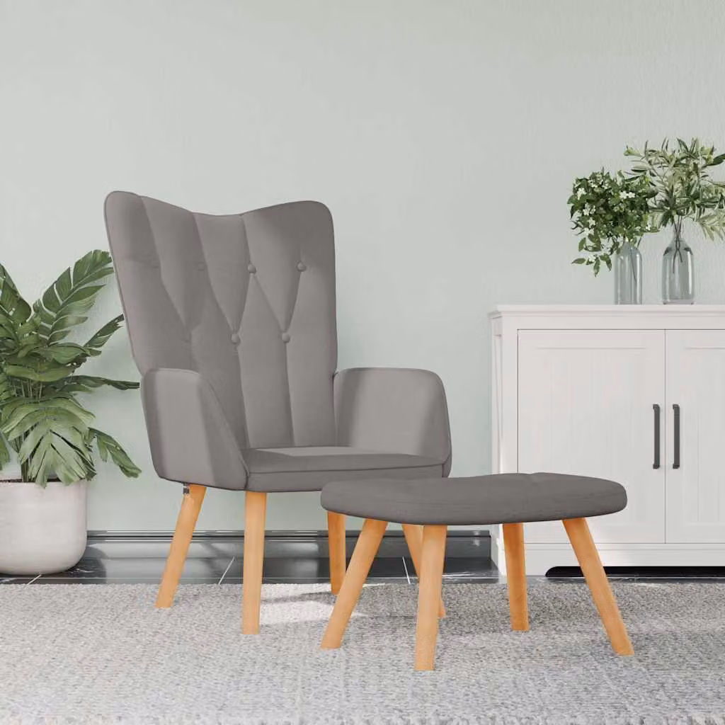 vidaXL Poltrona Relax con Poggiapiedi in Tessuto Beige e Grigio con Braccioli e Struttura Moderna