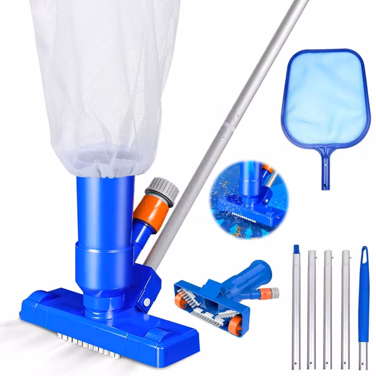 Aspiratore per piscine con asta telescopica, set di pulizia per piscine, 1 set, per piscine