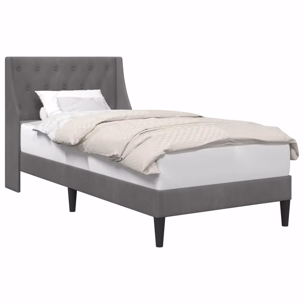 Struttura del letto con giroletto in velluto grigio scuro DESIGN IN, L/P/H: 90 x 190 x 94 cm – 2