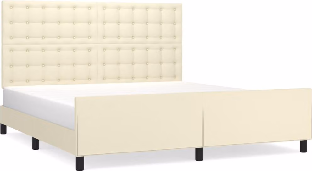 Giroletto con Testiera Crema 160x200 cm in Pelle finta
