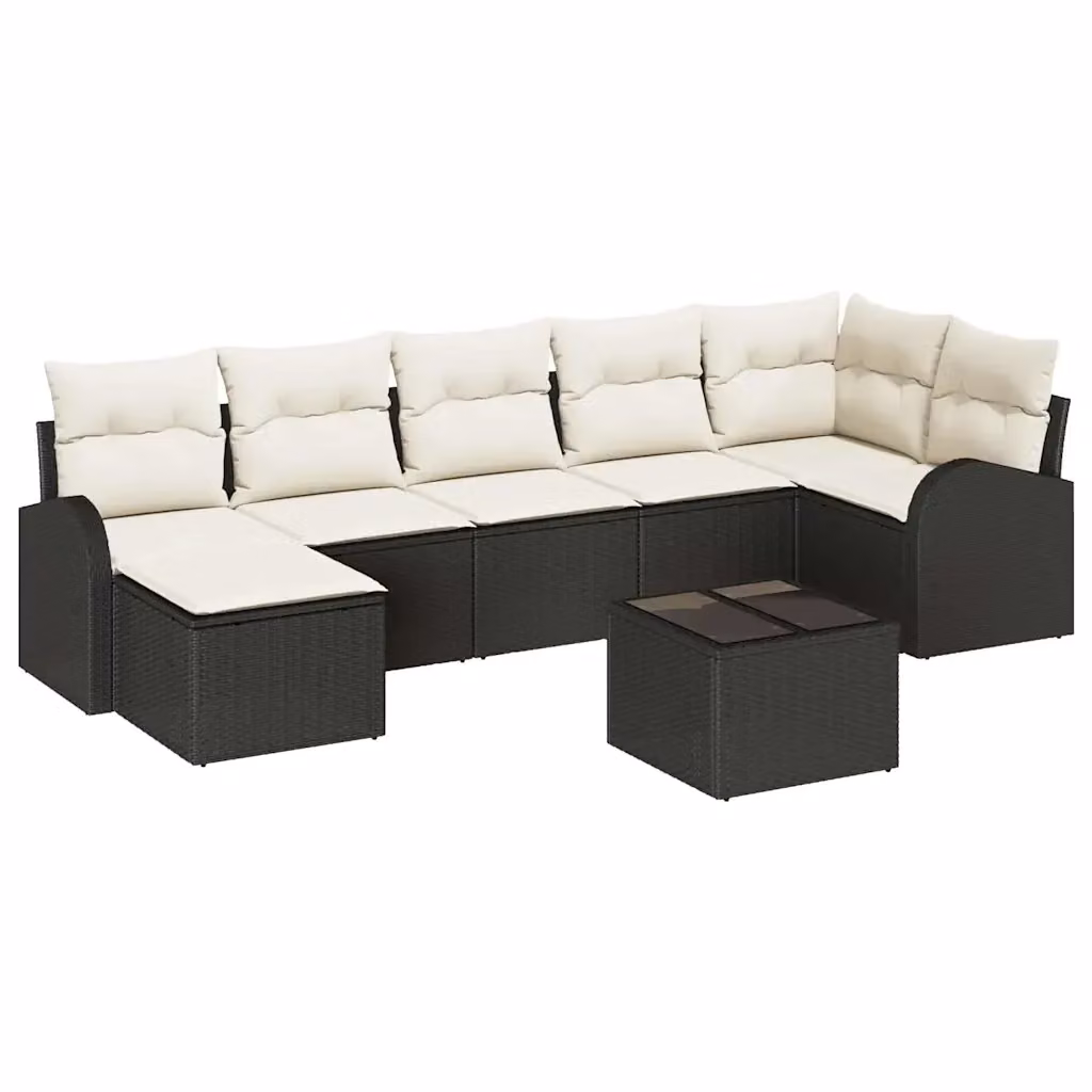 Set di divani da giardino vidaXL a forma di L composto da 8 pezzi con cuscini e tavolino, colore nero – 2