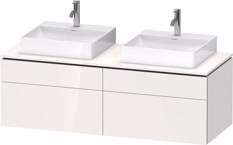 Duravit L-Cube Meuble sous-lavabo en console suspendu, avec plan de toilette en console, 4 tiroirs, pour deux vasques, 1420x482x550mm, LC4872B22220000, LC4872B22220000