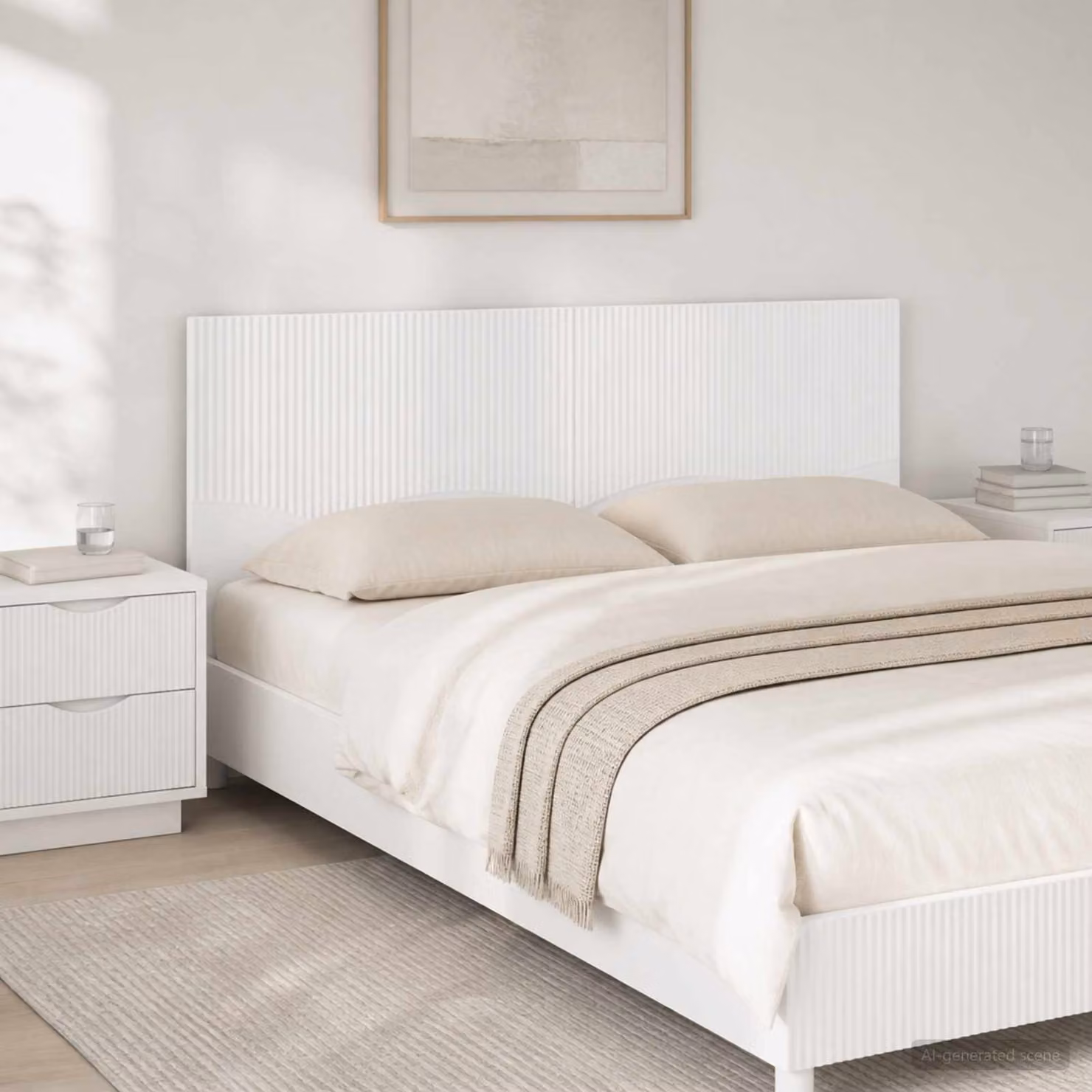 Testiera da muro vidaXL HOORN in legno ingegnerizzato bianco con mensola integrata
