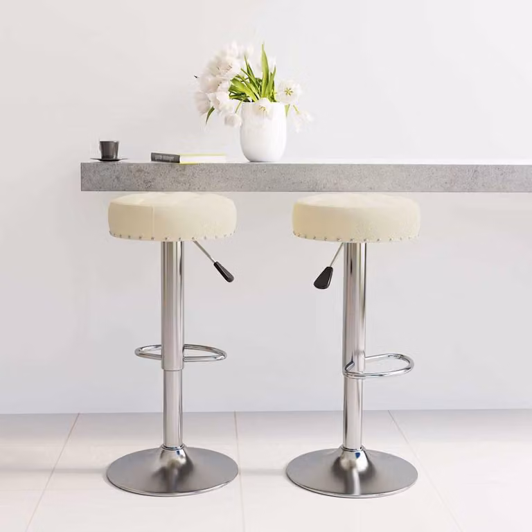 Set di 2 sgabelli da bar vidaXL beige in tessuto con base girevole a 360 gradi