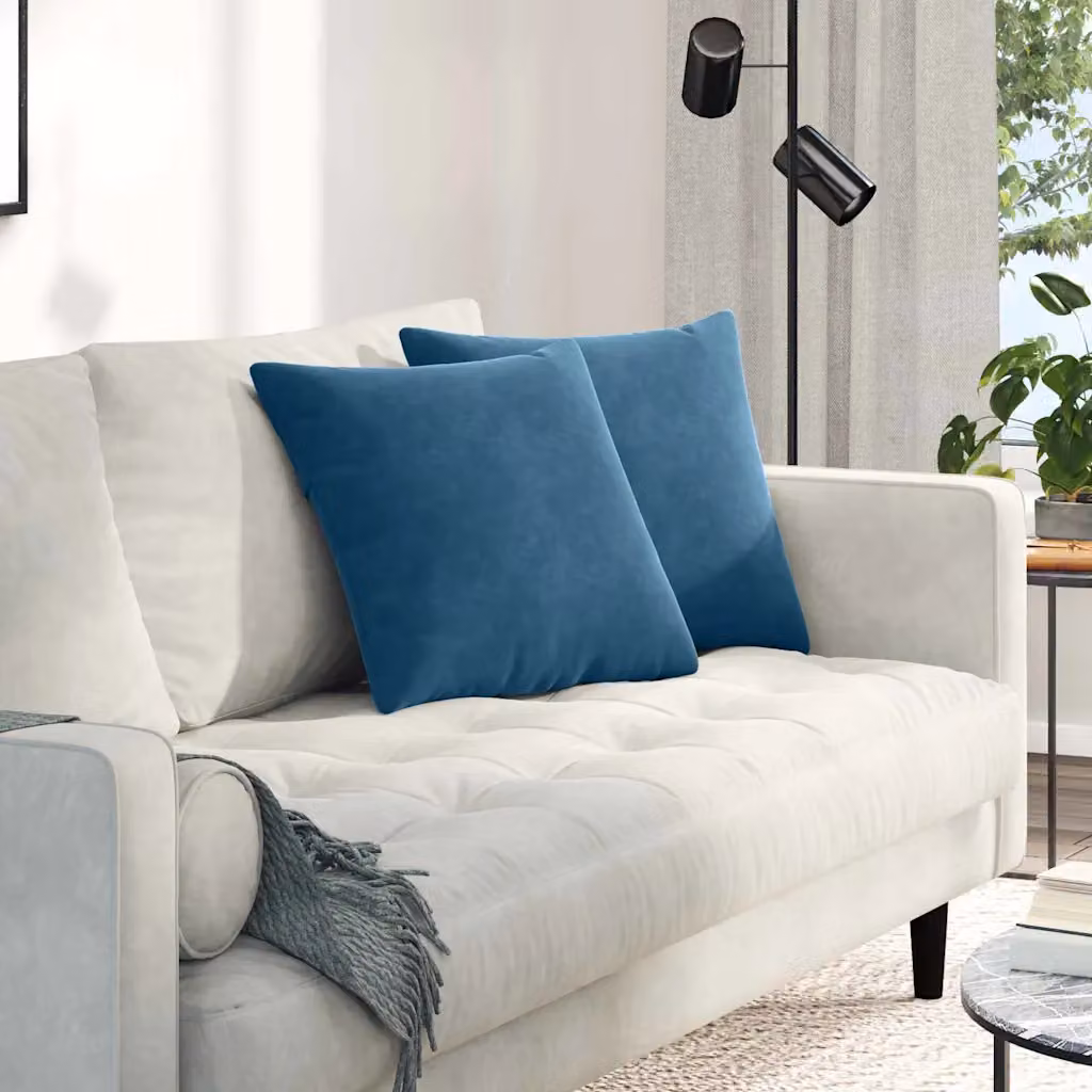 Set di 2 cuscini da divano quadrati vidaXL in tessuto a coste blu, L/P/H: 45 x 45 x 45 cm