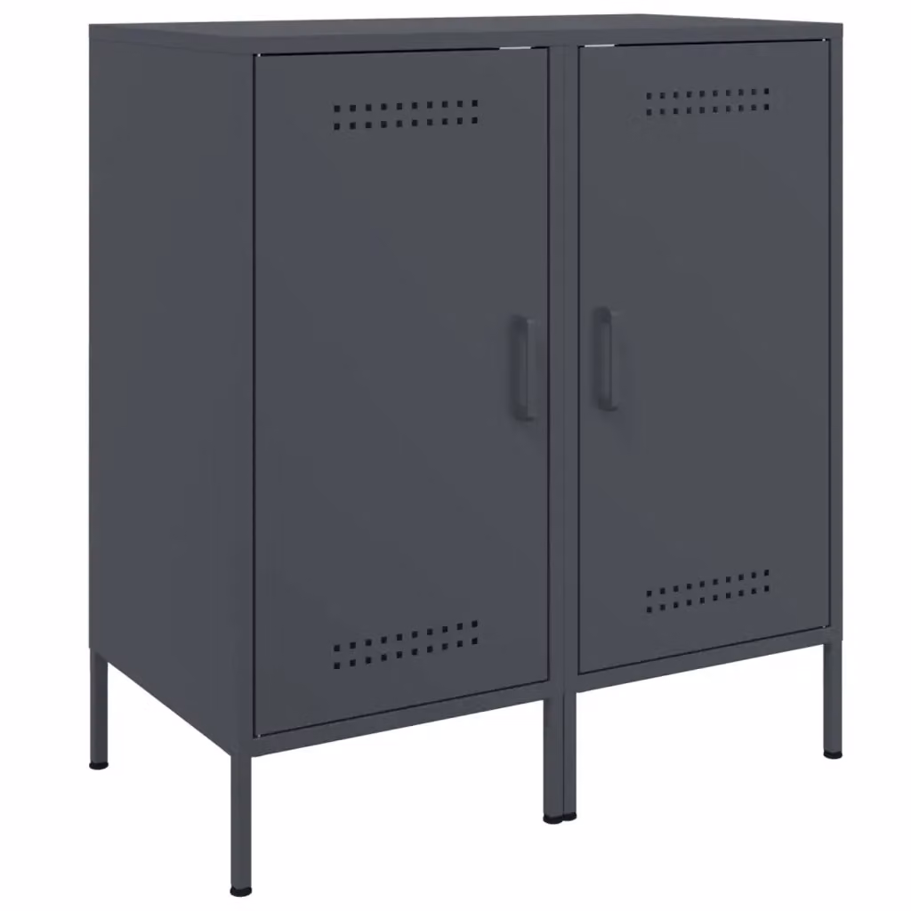 Set di 2 credenze vidaXL in metallo stile industrial colore antracite opaco L/P/H: 36 x 39 x 79 cm – 2