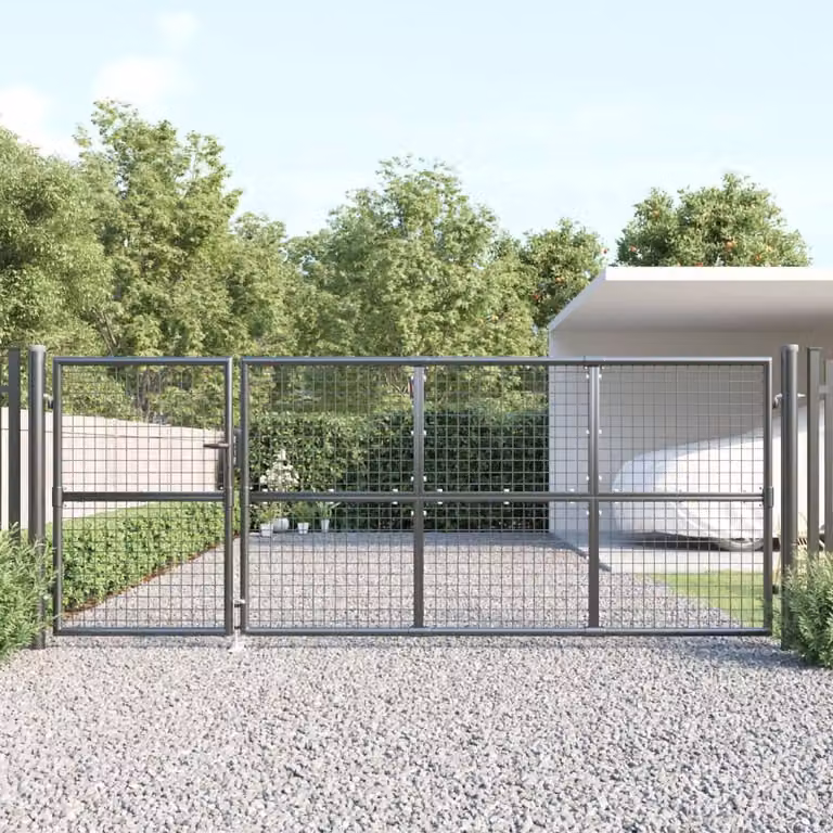 Maison Exclusive - Cancello da giardino a maglie, antracite, 350x125 cm, acciaio zincato