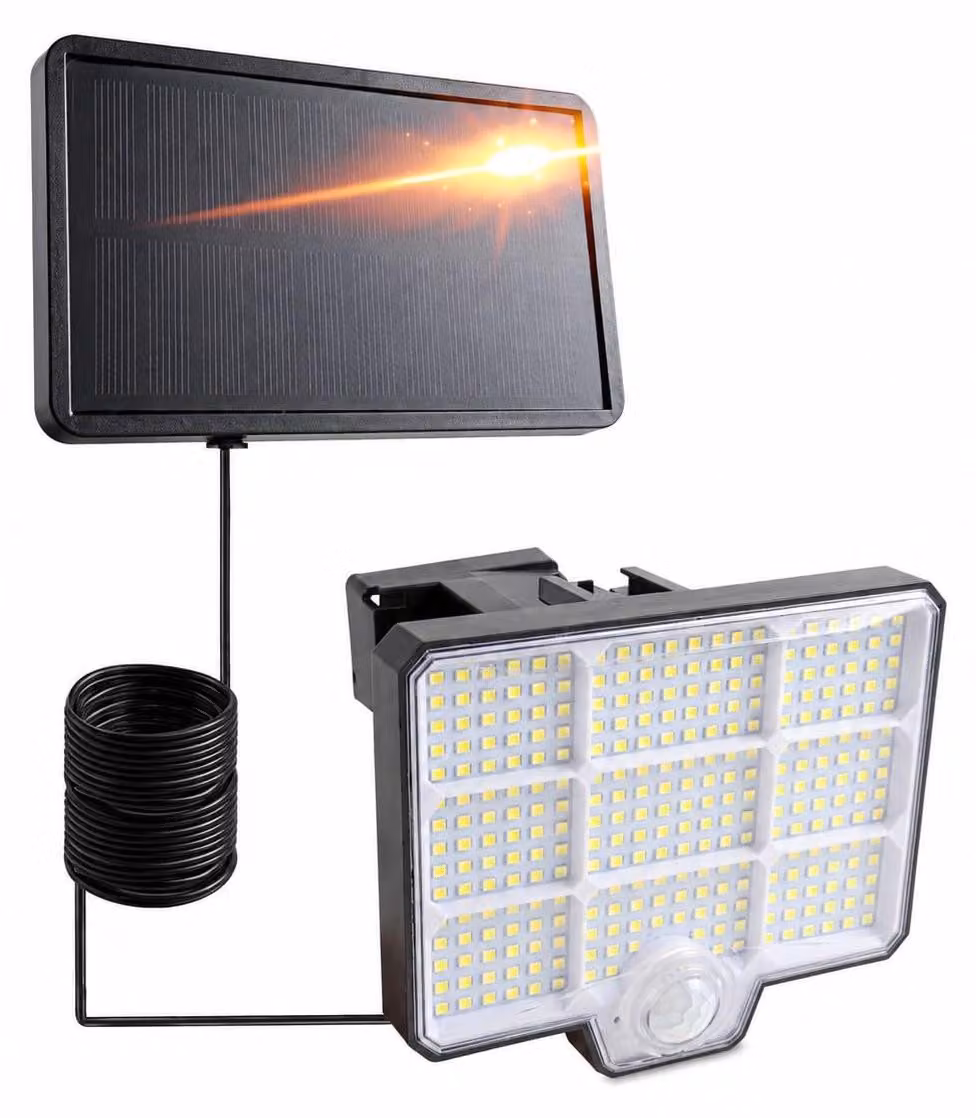 Lampada solare da esterno con 294 LED, sensore di movimento, grado di protezione IP65, 2-in-1, 4 modalità