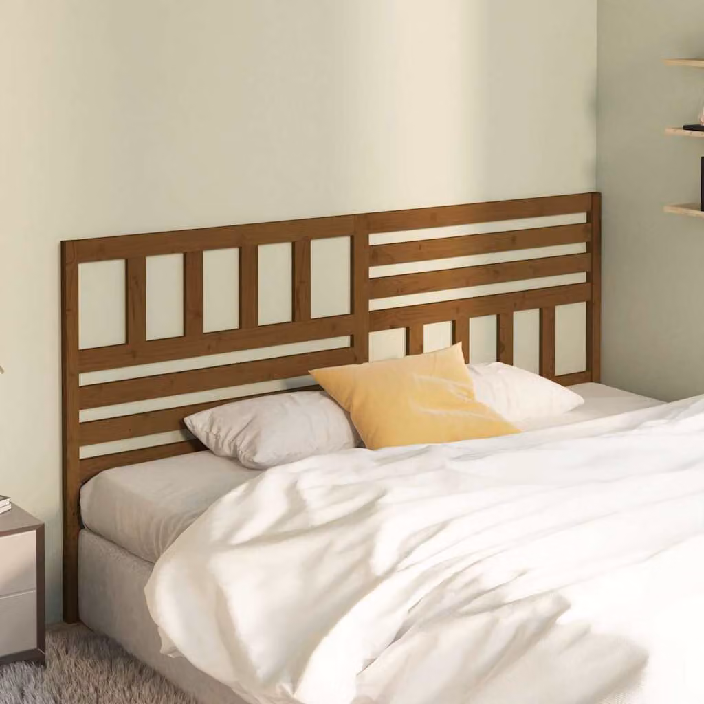 Testiera per letto vidaXL in legno massello di pino color marrone, stile rustico, L: 186 cm, P: 4 cm, H: 100 cm