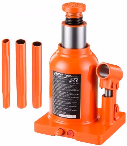 VEVOR Cric Idraulico a Bottiglia 12 Tonnellate per Camion Camper Furgone Intervallo di Sollevamento 152-272 mm, Riparazione Veicoli, Pickup, da Garage, Officina, con Maniglia a 3 Sezioni, Arancione
