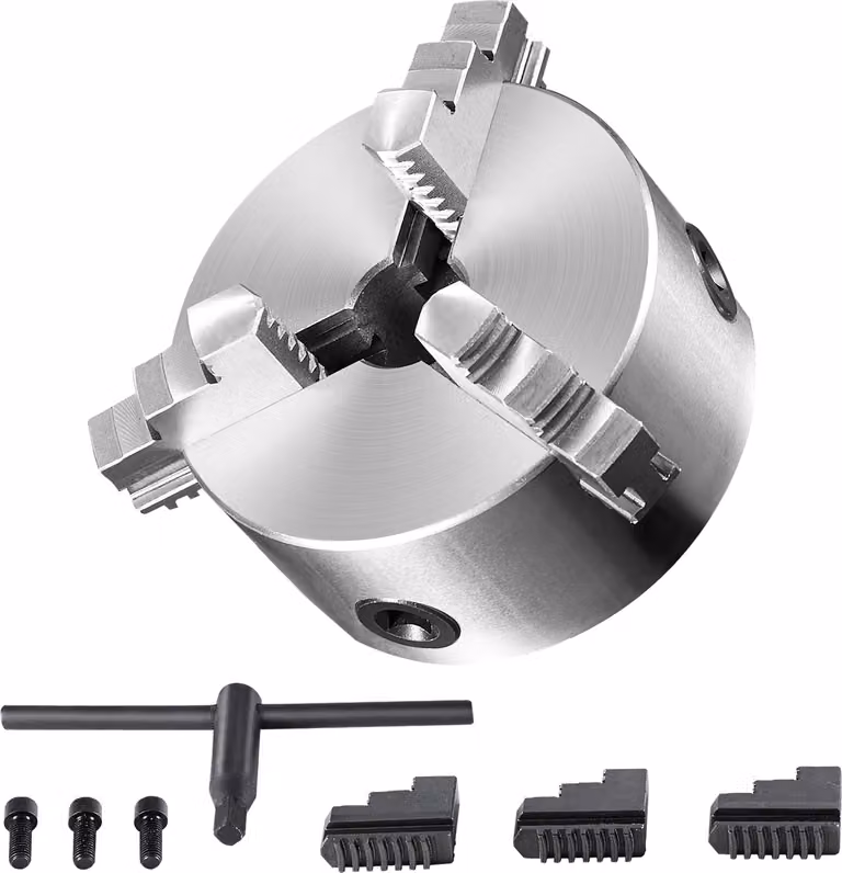 SucceBuy Mandrino per tornio a 3 griffe, 6 pollici, autocentrante, gamma di serraggio 0,14-6,3 pollici, griffe reversibili per tornio, stampante 3D, fresatura, foratura