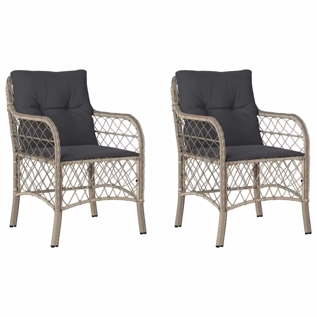 Set di 2 sedie da giardino vidaXL in polyrattan con cuscini antracite e grigio – 2