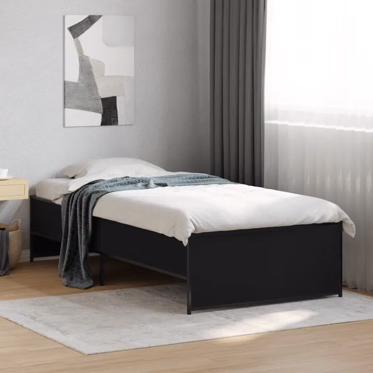 vidaXL Giroletto Nero in Legno Multistrato e Metallo L: 78 cm, P: 193 cm, H: 40,5 cm