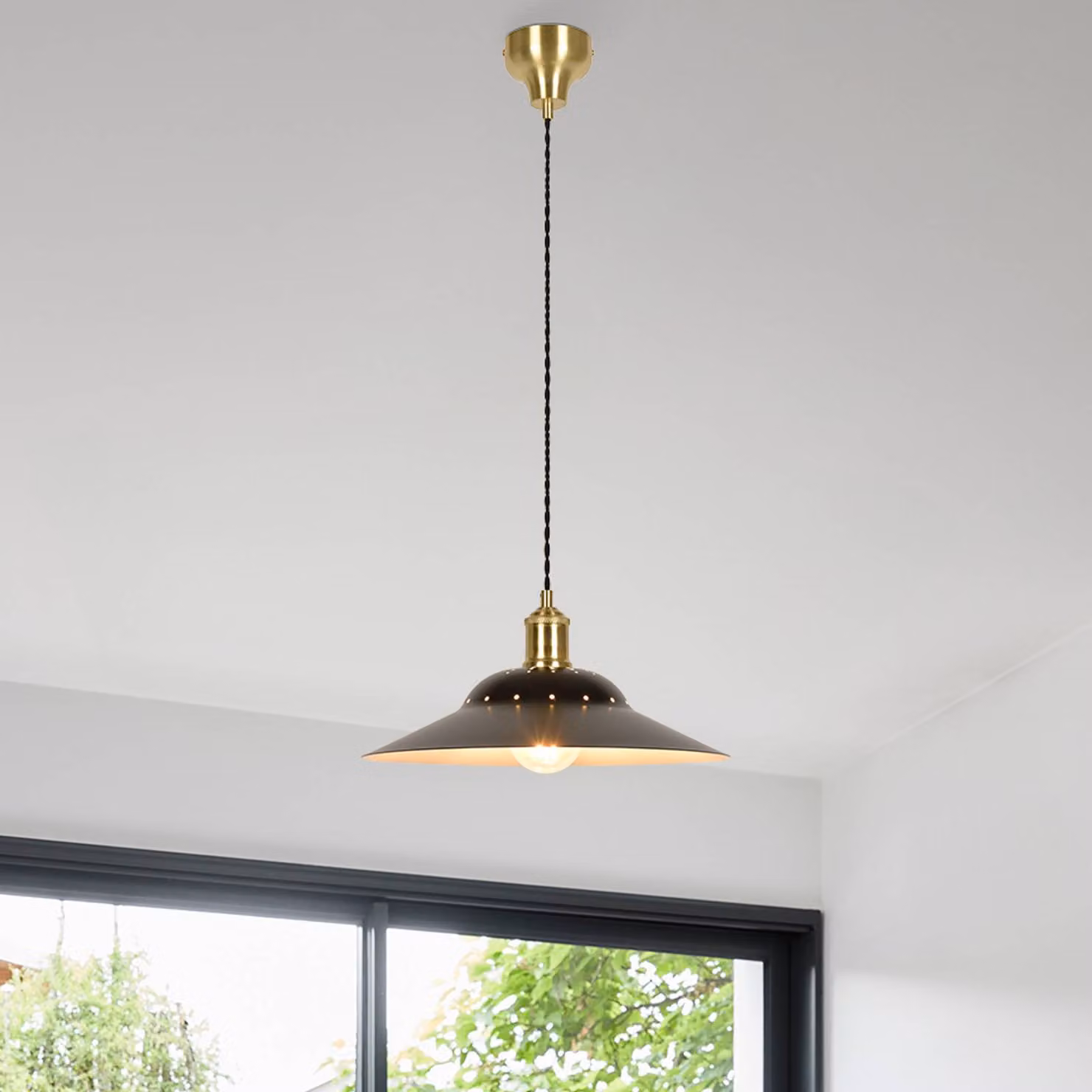 COREP Lampada a sospensione Honu, dimmerabile, Nero, Soggiorno / Sala da pranzo, Metallo, Lampada a sospensione