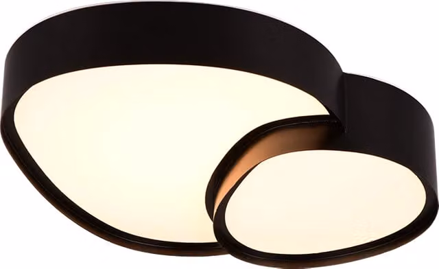 Plafoniera LED Trio Leuchten Rise in metallo nero con forma organica, dimmerabile e con telecomando, L: 44 cm