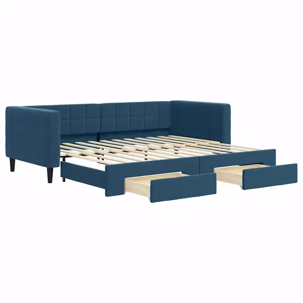Divano Letto Estraibile con Cassetti vidaXL in Velluto Blu 90x200 cm – 2
