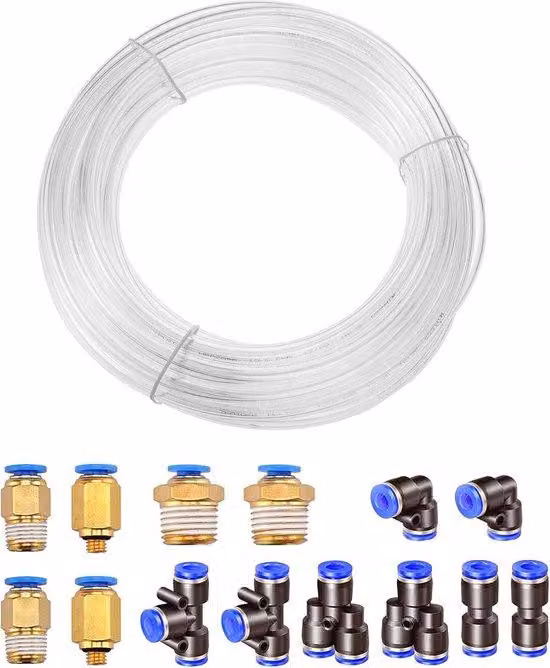 Tubo flessibile pneumatico ad alta pressione da 10 metri con raccordi - Tubo flessibile inPoliuretanotrasparente 8 mm x 5 mm