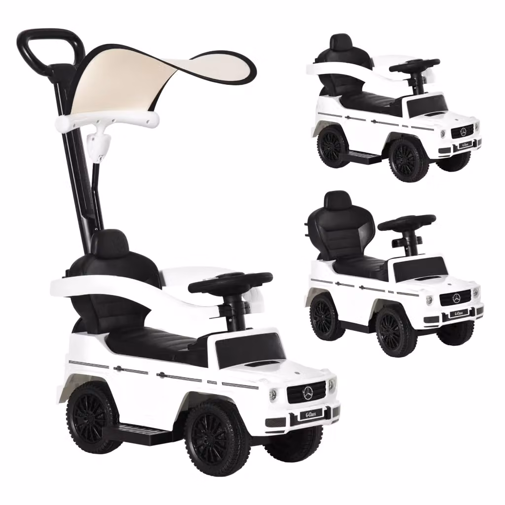 Macchina elettrica Mercedes-Benz G350 per bambini, colore bianco, con tettuccio e maniglia di spinta, L/P/H: 85.5 x 40.5 x 95 cm – 2