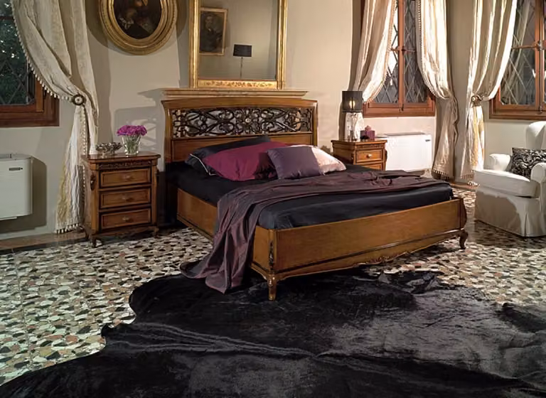 Bett Doppelbett Design Schlafzimmer Massivholz Vaccari cav giovanni Möbel