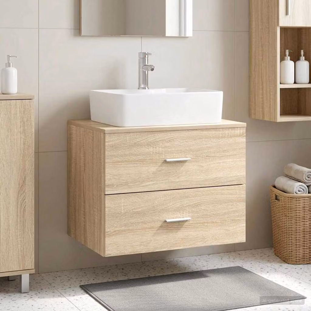 Mobile da bagno sospeso vidaXL in Rovere Sonoma marrone L: 62,5 cm, P: 44,5 cm, H: 50 cm