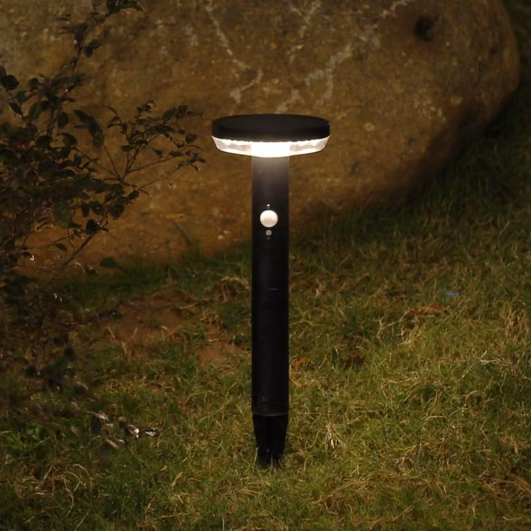 Lampada solare da giardino, grado di protezione IP44, 3 modalità, 3000K, acciaio inossidabile, colore nero