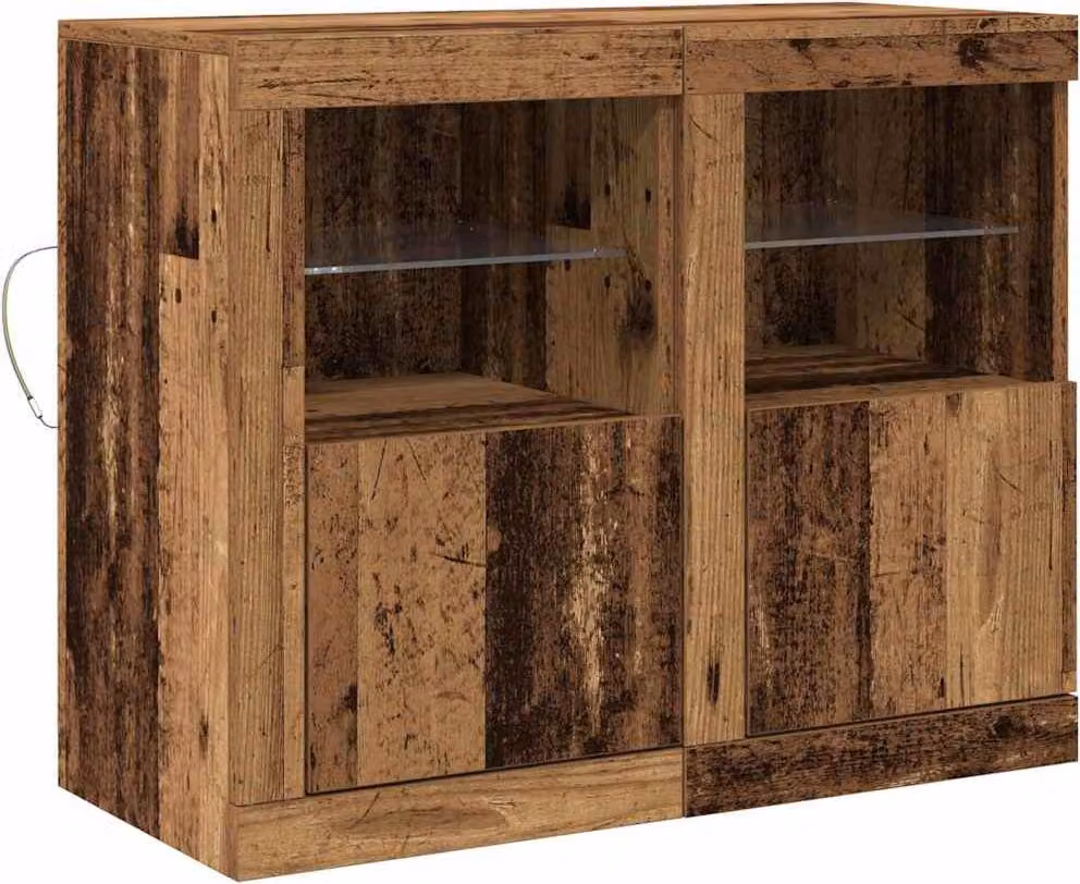 Madia LED 2 pcs Legno vecchio 41 x 37 x 67 cm Legno multistrato