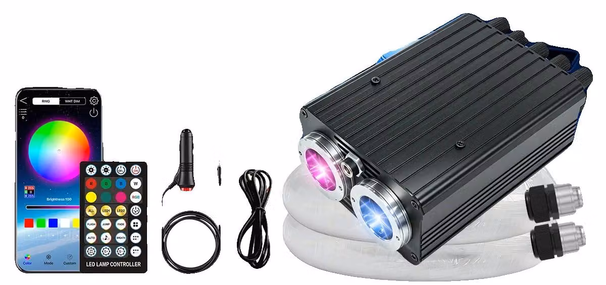 Kit in fibra ottica, funzione di controllo remoto, modalità di illuminazione regolabili, effetto "stella cadente" (opzionale), effetto "doppio meteora bianca" (lunghezza 4 metri)