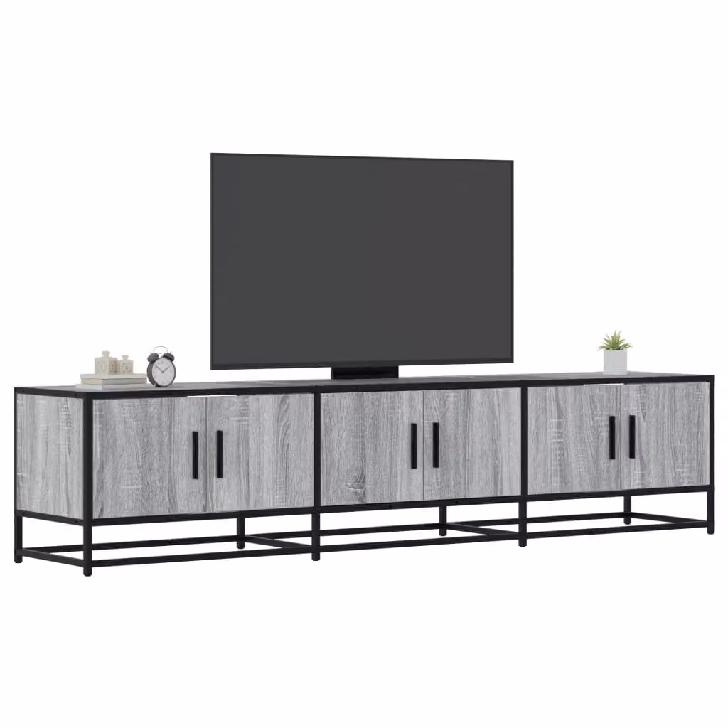 Mobile Porta TV Industrial vidaXL Grigio con Ruote in Legno e Metallo L: 180 cm, P: 35 cm, H: 41 cm