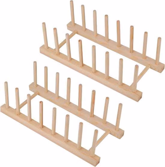 Supporti per piatti in legno - 2 pezzi: supporti per taglieri da cucina e per la ventilazione - Supporti per riporre piatti, tazze, pentole, coperchi e ciotole