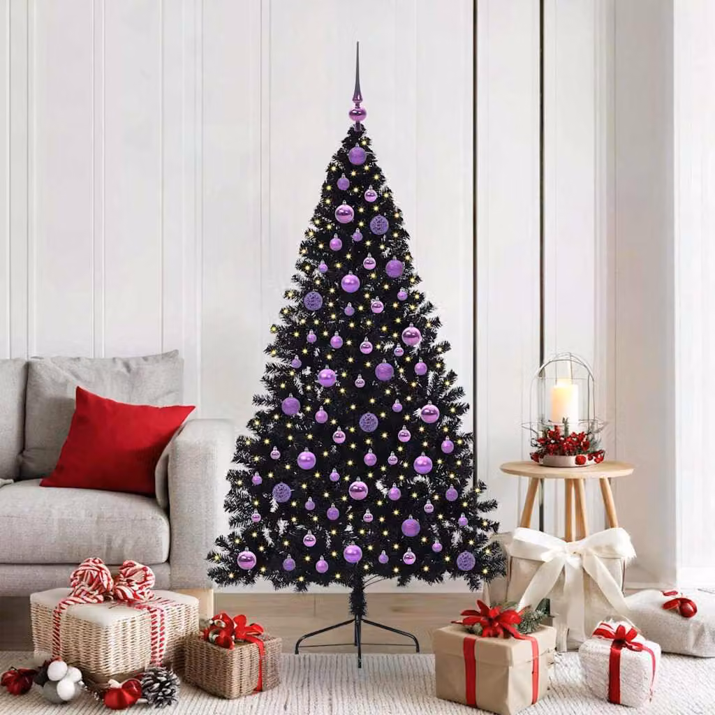 Maison Exclusive - Albero di Natale artificiale preilluminato Nero 180 cm PVC