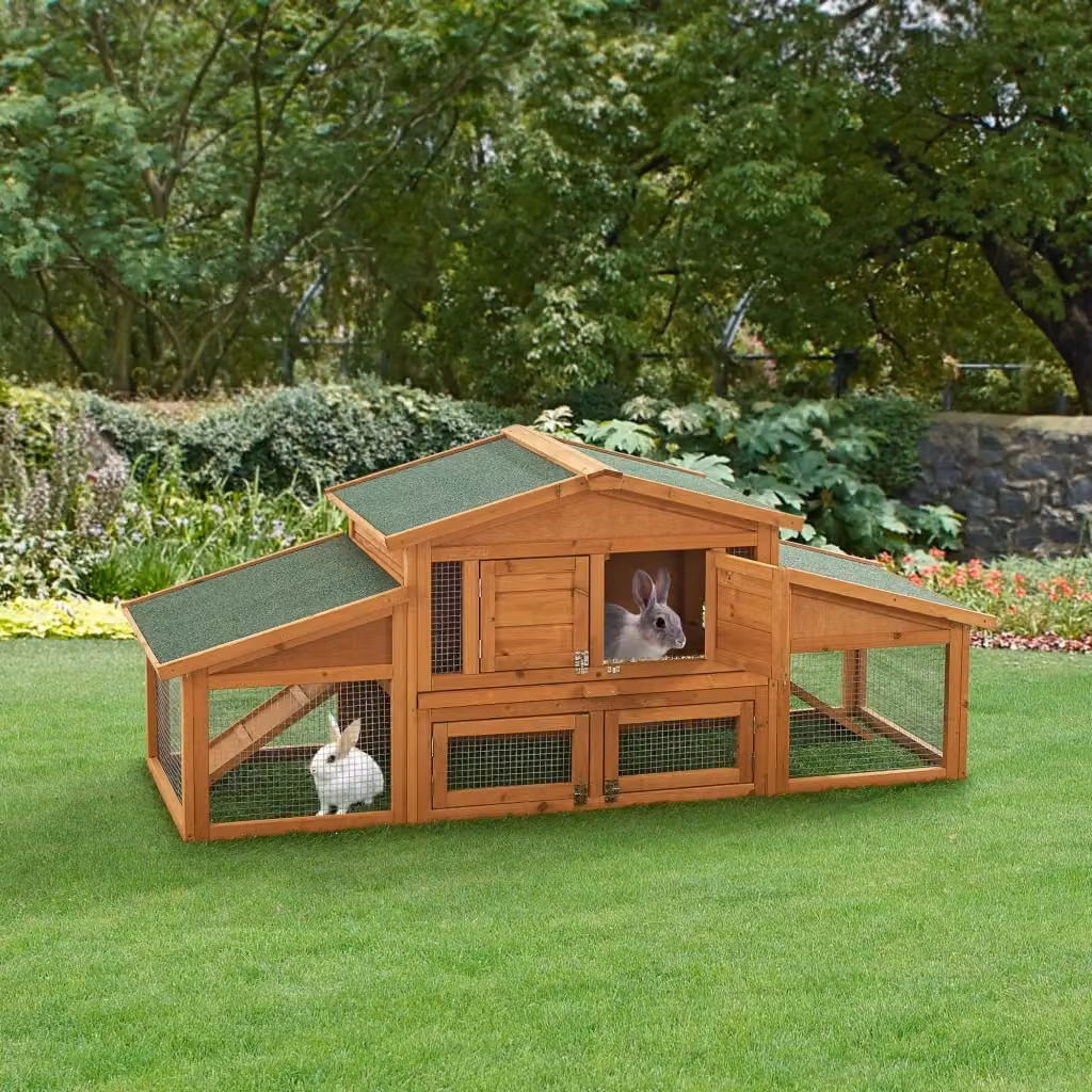 Conigliera Schmitten en.casa in legno di abete marrone con tettuccio impermeabile L/P/H: 180 x 72 x 62 cm – 2