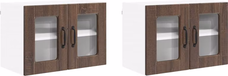 Mobile in vetro da parete PORTO 2 pcs Rovere Marrone