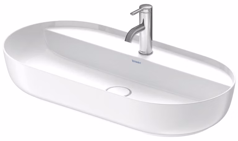 Duravit Luv vasque à poser 80x40cm, sans trop-plein, avec plage de robinetterie, 1 trou pour robinetterie, rectifié, 0380802600, 0380802600