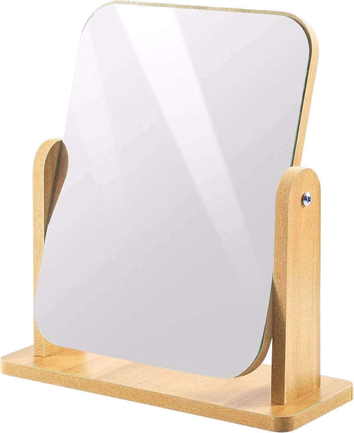 Specchio da tavolo in legno, girevole a 360 gradi, dimensioni 22 x 17 cm, ideale per il bagno