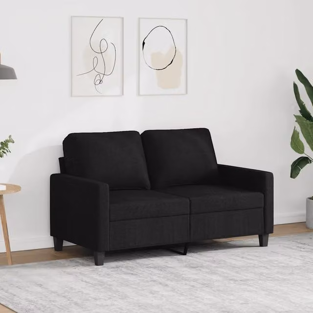 Divano a 2 Posti Nero 120 cm in Tessuto 359159