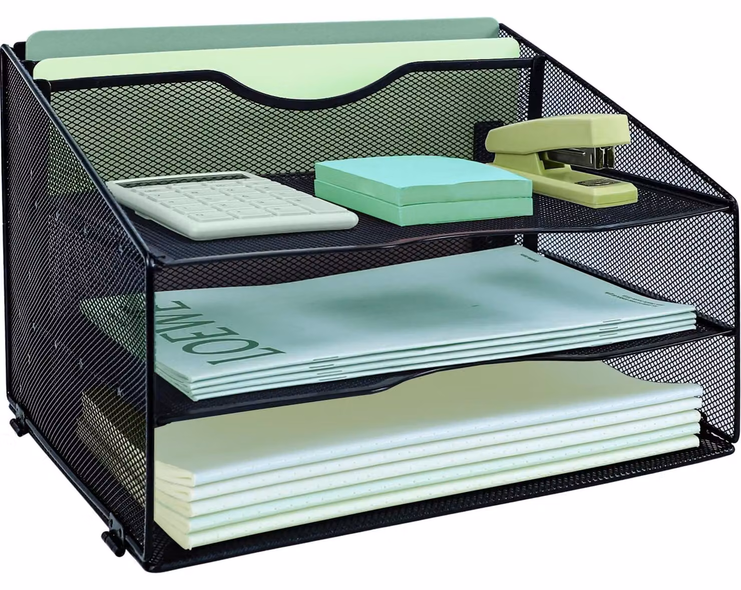 Omgoods - Organizzatore da scrivania a 3 livelli con spazio extra per accessori