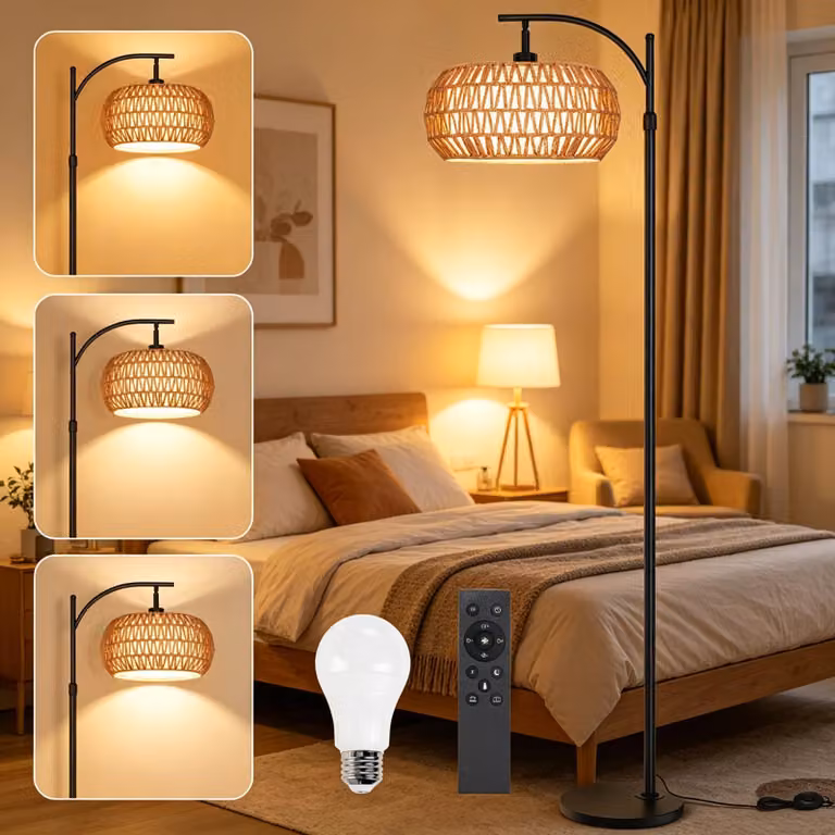 Lampada da terra da 175 cm per soggiorno, dimmerabile con telecomando, controllo tramite app, lampada ad arco con 3 cambi di colore, luminosità regolabile in continuo, lampada da terra a LED con interruttore a pedale