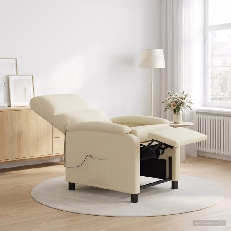 Poltrona relax reclinabile vidaXL in similpelle beige con braccioli