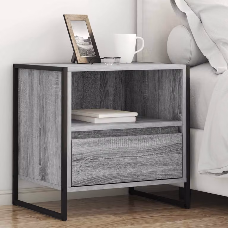 Set di 2 comodini vidaXL in stile industriale, colore grigio, L/P/H: 50 x 39,5 x 50 cm