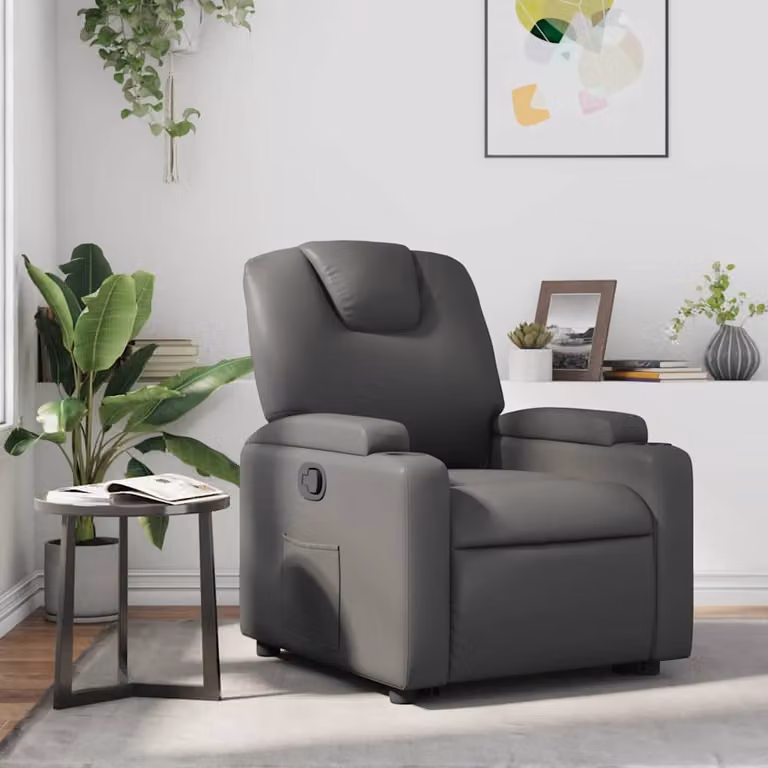 Poltrona Reclinabile Relax vidaXL in Similpelle Grigia con Braccioli e Regolazione Manuale