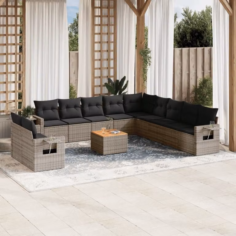 Maison Exclusive - Set divani da giardino 12 pezzi con cuscini grigio polyrattan